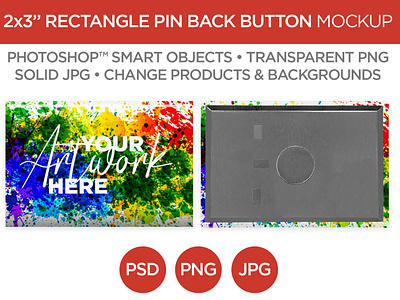 2x3" Square Magnet Back Button Mockup & Template