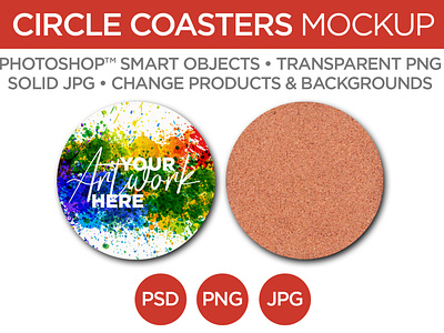 Circle Coaster Mockup & Template elements