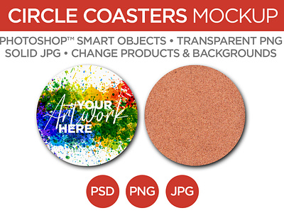 Circle Coaster Mockup & Template