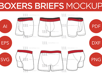 Boxer Briefs - Vector Template Mockup briefs