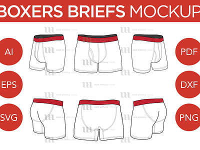 Boxer Briefs - Vector Template Mockup