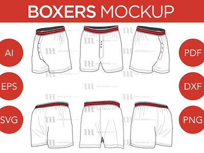 Boxers - Vector Template Mockup briefs