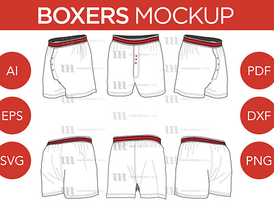 Boxers - Vector Template Mockup