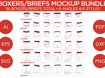 Boxers/Briefs Bundle - Vector Template Mockup