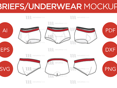 Briefs/Underwear - Vector Template Mockup briefs