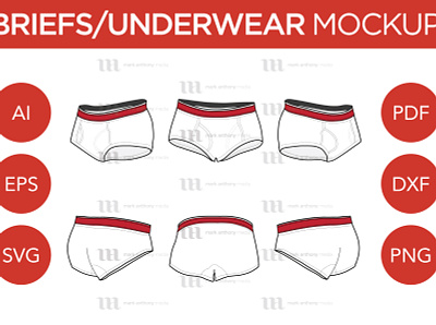 Briefs/Underwear - Vector Template Mockup briefs