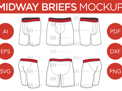 Midway Boxer Briefs - Vector Template Mockup briefs