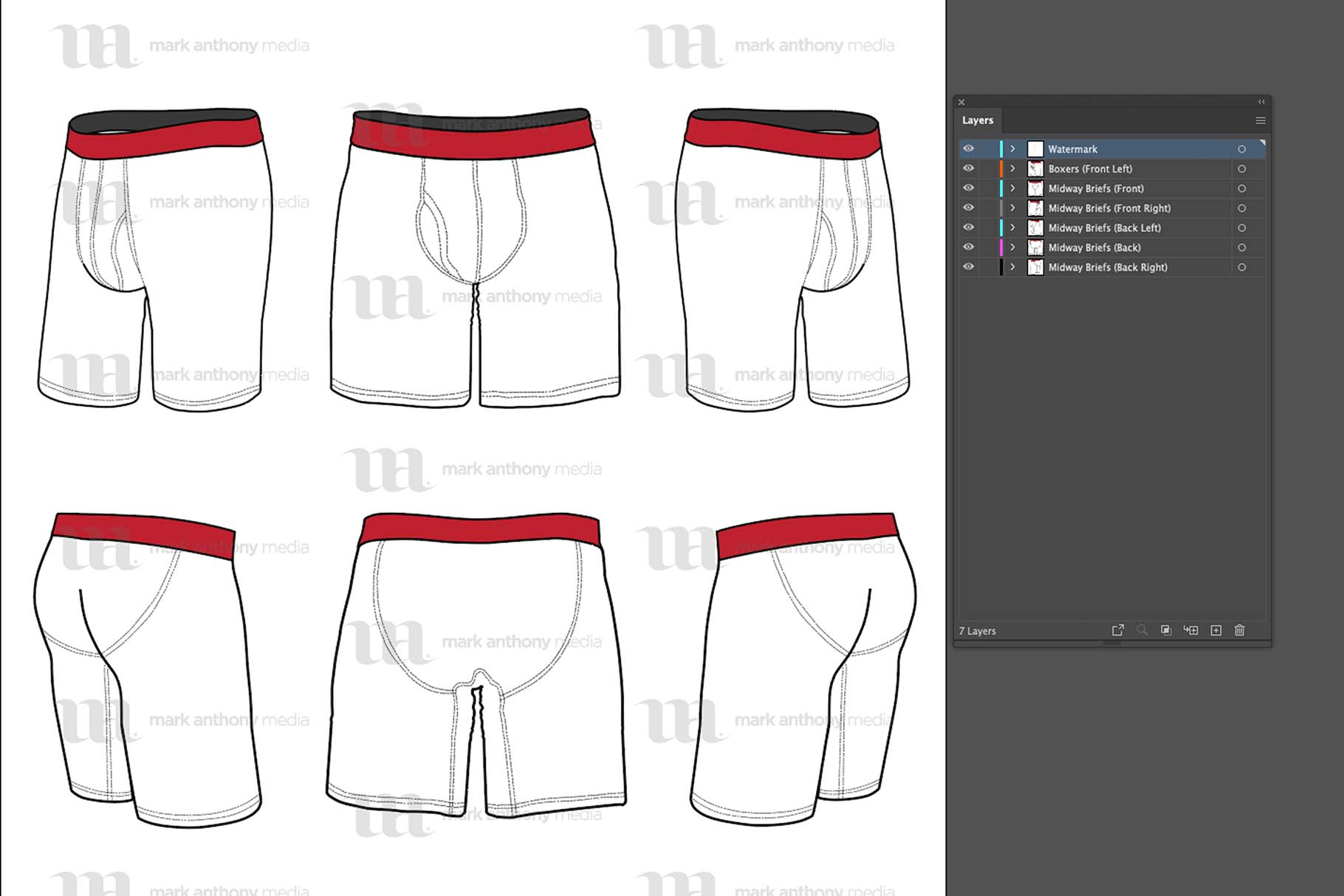 Briefs/Underwear - Vector Template Mockup by Mark Anthony Rudder on Dribbble