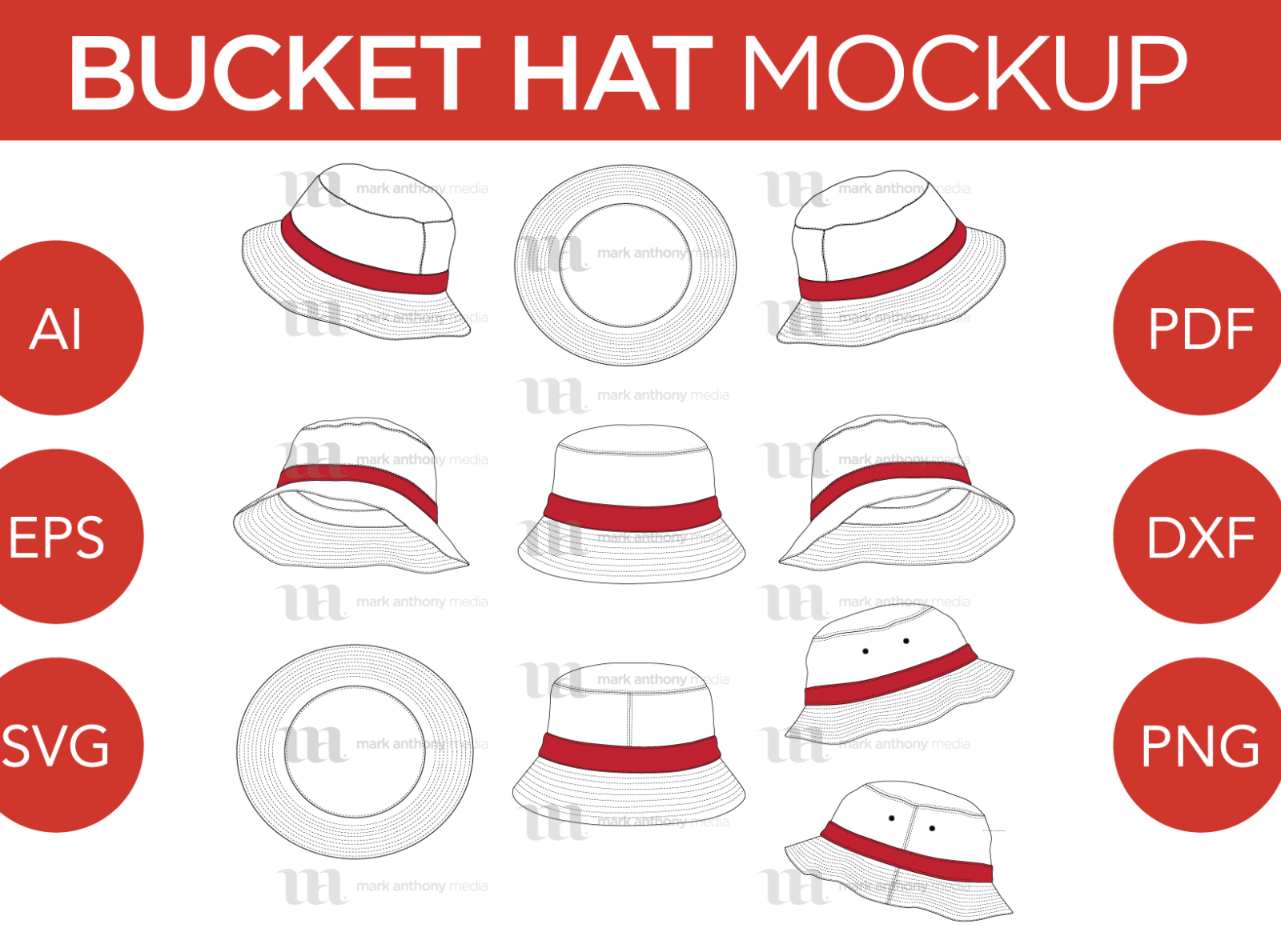 Bucket Hats - Vector Template Mockup by Mark Anthony Rudder on Dribbble