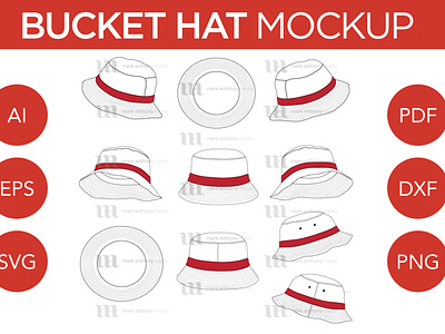 Bucket Hats - Vector Template Mockup bucket