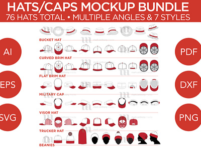 Hats/Caps Bundle - Vector Mockup Template hats