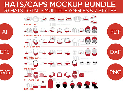 Hats/Caps Bundle - Vector Mockup Template