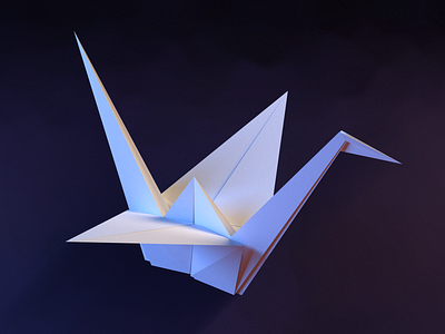 3D Paper Crane Origami 3d 3d logo 3d logos 3d render logo origami paper crane sketchup vray