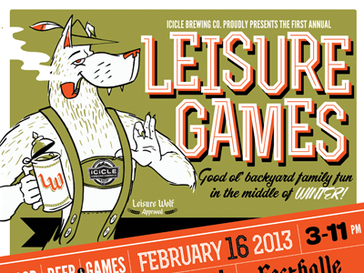 Leisure Wolf Approved beer games poster wolf