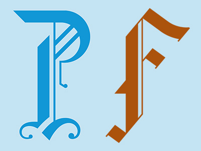 P F Glyph character drop cap glyph typography
