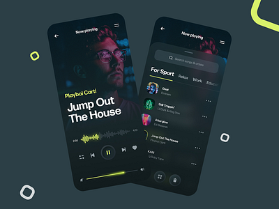 Music Player App app application clean dark ios media player mobile music music app music player playlist song sound ui ux