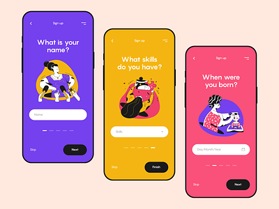 Sign up in mobile app app application clean illustration interface ios mobile onboarding product product design registration sign up ui ux