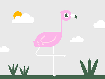 Flamingo basic bird children cute flamingo flat design geometric illustrator kid nature pink simple