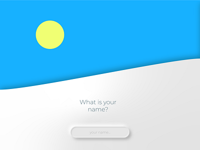 Neumorphism - "your name" field app blue design interface launcher milky white minimal montserrat neumorph neumorphic neumorphism newsletter sky subscribe form subscription ui ux web white yellow