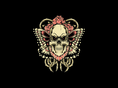 Butterfly Skull apparel butterfly clothing drawing graphic design illustration merchandise poster skull tshirt vector