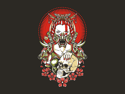 Hello Miss Lo Wang apparel design drawing graphicdesign illustration merchandise ninja poster skull tattoo tshirt vector