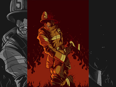 Fire Fighter drawing fireman illustration people