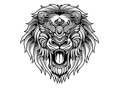 Roar animal black and white drawing illustration lineart