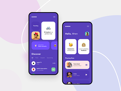 AllinOne App apple color dashboard data management mobile netflix playlist product design purple