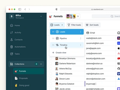 Default collection view for Stackland asana branding collection crm drag drop icon icons navbar navigation notion pipedrive product design sidebar slack styleguide table ux views we design