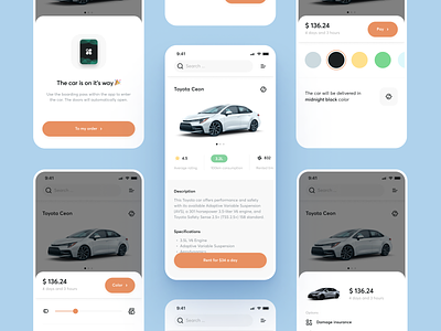 Car renting app - Ui Ux design car city delivery drive flow icons interactions interface mobile nav navigation order product design rent rideshare uber ui ux