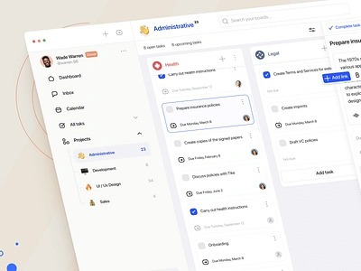 Task Management App - Kanban view asana avatar component dashboard icons interface kanban management mobile navigation notion platform product design saas task trello ui ux web design website