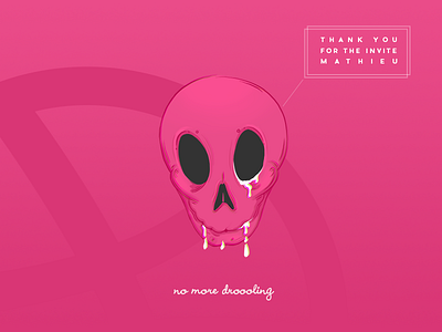 Hell-o dribbble! debut drawing illustration pink skull