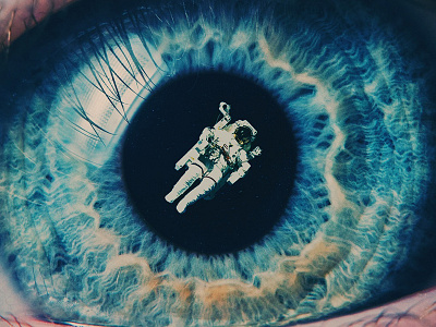 Float On astronaut collage eye floating space