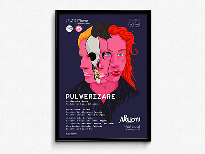 Pulverize illustration pink portrait poster skull theatre