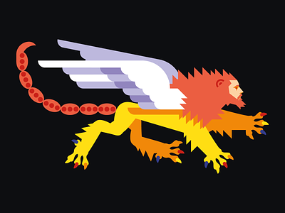 Winged Manticore face heraldry illustration lion manticore scorpion vector wings