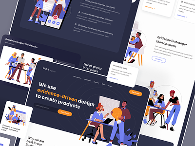 Landing Page For An Agency Portfolio animated illustration design home page illustrations interface page portfolio portfolio page presentation ui user interface ux ux agency web web design website website design welcome screen