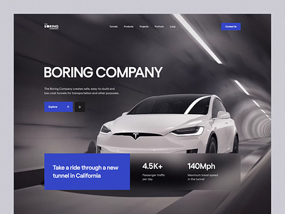 Boring Company Landing Page Animation Concept agency architect architects architecture boring copmany building company company website concept design landing page tunnel tunnels ui ux web webdesign website