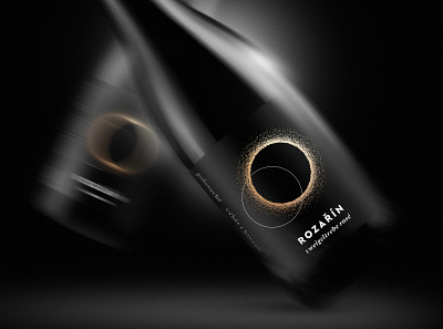 Rozařín viticulture drawing gold label logo logotype luxury wine minimalist sun visual style wine bottle wine labels
