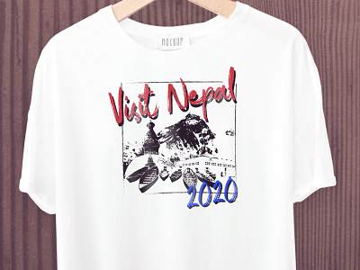 Visit Nepal 2020 T-Shirt Mockup branding design flat icon illustration illustrator lettering logo minimal product design typography vector