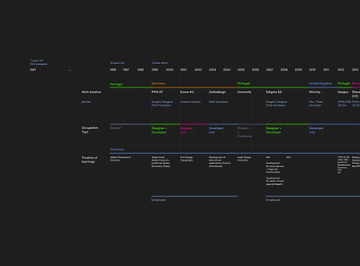 Timeline of my career up to 2020 career dark dark ui timeline timeline design visualisation visualization