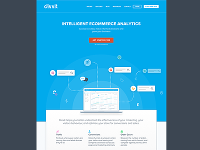 Divvit Website analytics application design ecommerce product website