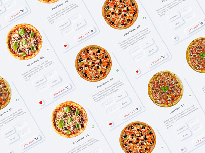 Pizza Product card design card clean design figma minimal neumorphic pizza product card product cards ui uiux user interface