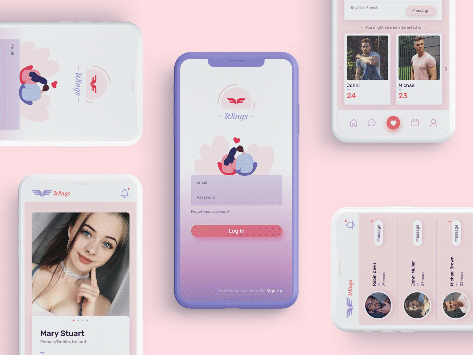 °ƸӜƷ* * * WINGS * * *ƸӜƷ° ~ Dating app ~ app design ui uiux ux web