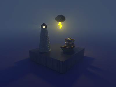 Night Sea by MagicaVoxel 3d magicavoxel voxel voxel art