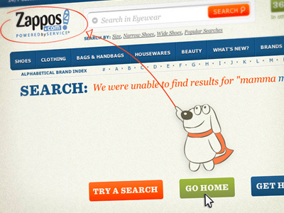 Zappos Error Page 404 dog hero zappos