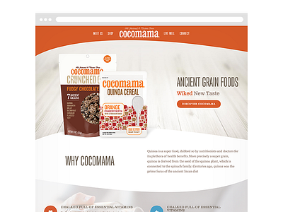 Cocomama Homepage cereals curve food gluten free granola homepage landing page product page svg