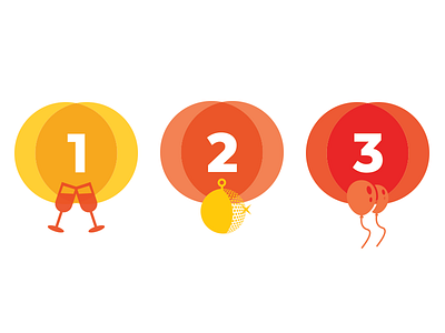 Icons for Meno Design Studio ballons champagne dance icons meno minimal overlay party