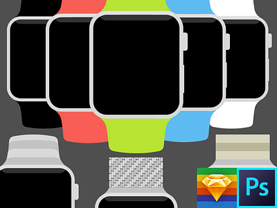 Apple Watch Flat Photoshop & Sketch Template