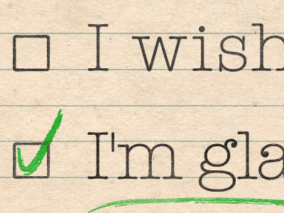 "I wish I had" vs "I'm Glad I Did" free happiness paper vintage poster vintage typography