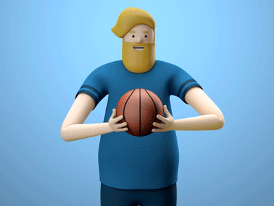 Hello Dribbble! 3d animation ball basketball bball cel character character animation gif rig spinning